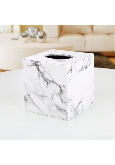 Yuntech01 Mükemmel Mermer Desenli Büyük Kareli Havlu Kutusu - Ev, Otel, Restoran İçin Zengin Görünümlü Dekoratif Organizer