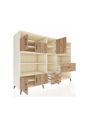 Kronos Dolap 13 Raflı 3 Çekmeceli 5 Kapaklı 220x59x163 Aytaşı-çam Aytaşı-çam