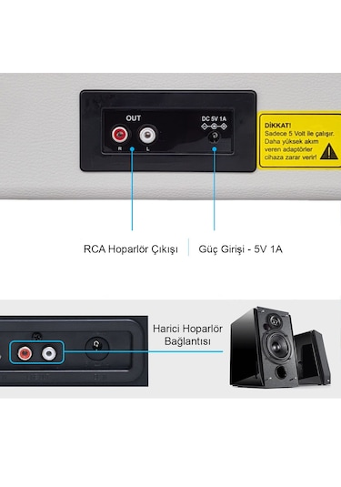 Record Master ST14012 Retro Şarjlı Bluetooth Pikap Kum Beyazı