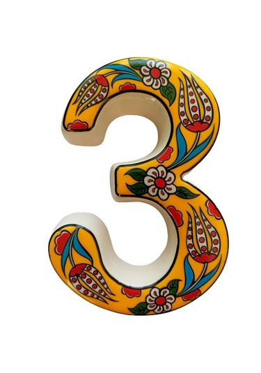 Seramik Kapı Adres Numaraları (0-9) Sarı Lale Desen