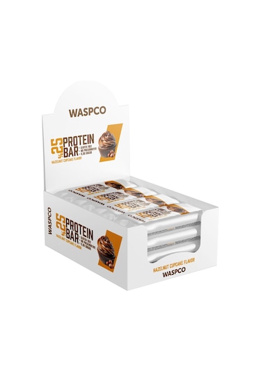 Waspco Bitter Çikolata Kaplı Fındıklı Cupcake Aromalı Protein Bar 36G x 12 Adet