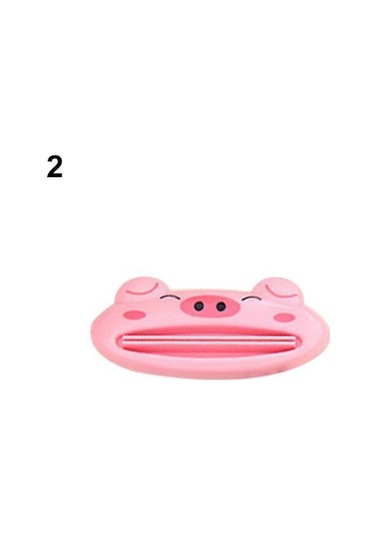 Pembe 1 Adet Moda Banyo Kolay Karikatür Diş Macunu Dispenseri Ev Tüp Haddeleme Tutucu Sıkacağı Pembe