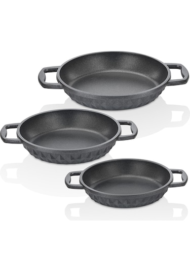 Taç Bella Döküm 3lü Sahan Set Siyah