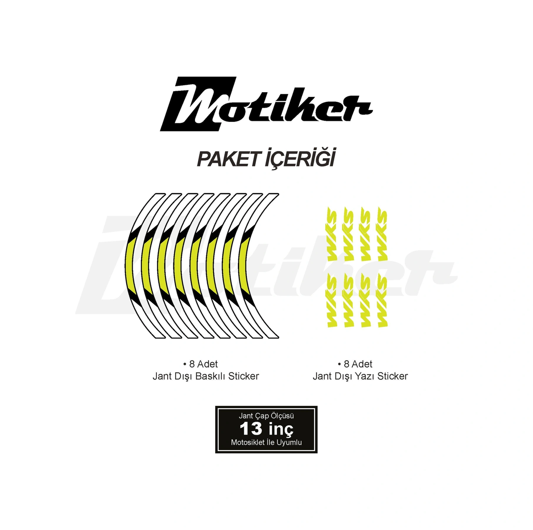 Sym Adx-125 Sticker Jant Dışı Neon Sarı Beyaz Renkli Etiket Modeli Sticker