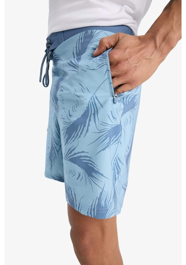 Defacto Defactofit Regular Fit Desenli Esnek Dokulu Deniz Şortu D9630ax25hsbe523 Mavi