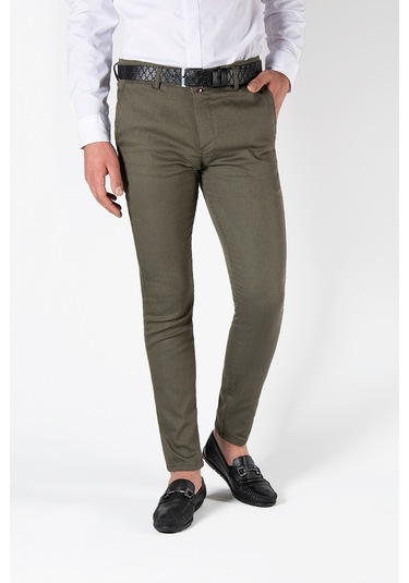 Yeşil Slim Fit Pamuklu İtalyan Kesim Pantolon Yeşil