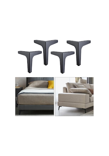 Suntek Magideal 4 Adet Demir Metal Mobilya Ayakları Kanepe 15cm-siyah