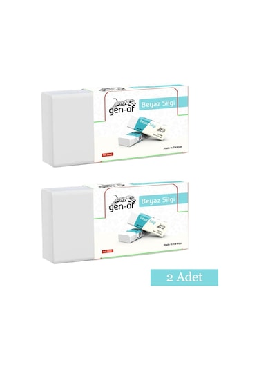 Gen-of No:20 Büyük Boy Pvc Free Beyaz Silgi 2 Adet