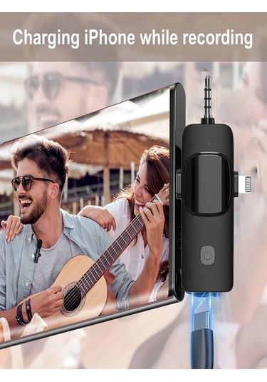 2'li Kablosuz 3in1 Yaka Mikrofonu Type-c Lighting 3.5mm Jack Uyum