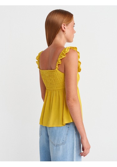 Dilvin 50873 Fırfırlı Bluz-sarı Sari