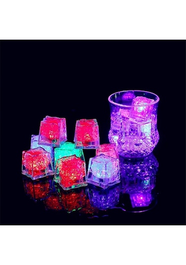 12 Adet Led Işıklı Buz Küpü Led Light Ice Cube Renkli Led Işıklı Vıp Kalite Buz Küpü Club Işıkları