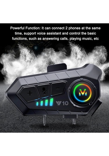 Vkemall Y10 Kask Bluetooth Kulaklık Motosiklet Tam Yüz Kaskı Ultra İnce Kask Kulaklığı Motosiklet Telsiz Kulaklığı Siyah Yumuşak Mikrofon