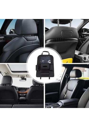 Glanz Araç Koltuk Arkası Organizer Siyah Oto Tablet Telefon Tutucu Araba İçi Düzenleyici