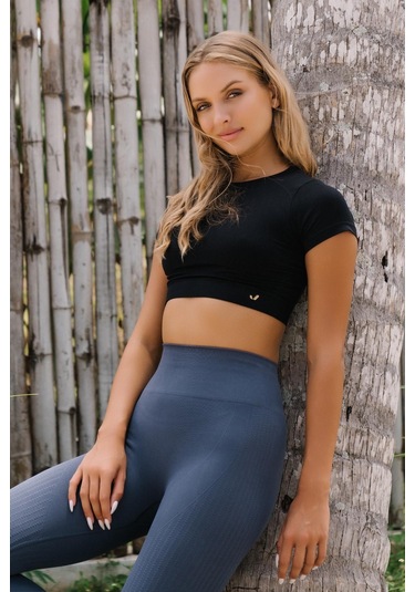 Jerf Lily Desen Detaylı Şekillendirici Tayt Mavi 001