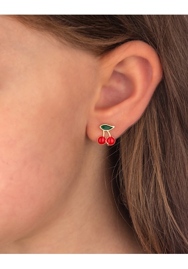 925 Ayar Gümüş Kiraz Çocuk Küpesi