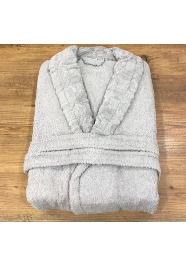 Royam Redline %100 Pamuklu Kısmi Kadife Tekli Bornoz Gri