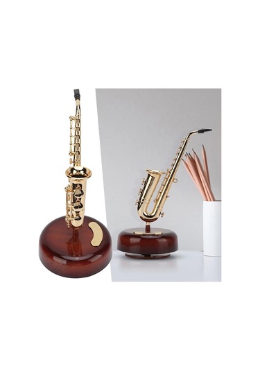 Müzik Kutusu Saksafon Kurmalı Müzik Kutusu Dekoratik Müzik Kutusu