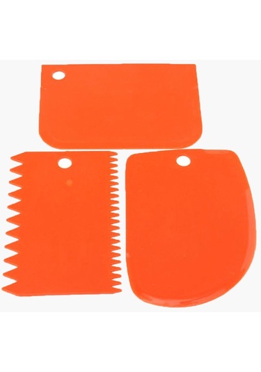 Hamur Kesici Kek Ekmek Dilimleme Pişirme Kazıyıcı Kek Bıçağı Spatula 16z Turuncu 3 Adet/Takım