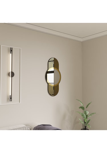 Dekoratif Lüks Pleksi Aynalı Ahşap Duvar Süsü Siyah - Gold