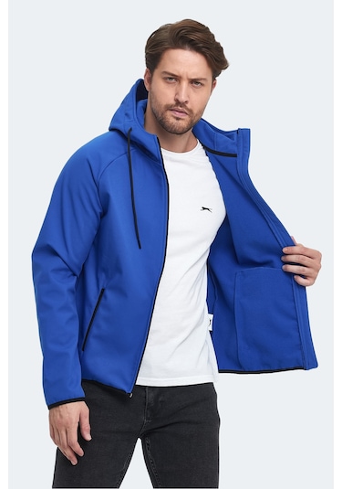 Slazenger Rangı Erkek Kapüşonlu Saks Mavi Mont & Kaban Saks Mavi