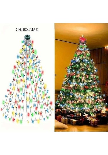 Trendooze 1 Adet Gaojunshop01 Led Noel Işığı 280 Led 8 Mod Ağaç İç Dış Dekorasyon