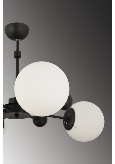 İstanbul Avize Istanbul Avize Nairobi 4'Lü Siyah Kasa Beyaz Glop Camlı Avize