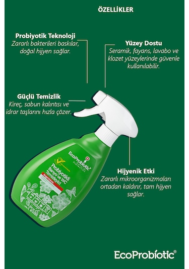 Probiyotikli Banyo Ve Tuvalet Temizleyici Sprey 400 Ml - Kötü Koku Önleyici Tekli