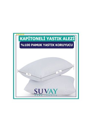 Suvay Kapitoneli Pamuklu Fermuarlı Yastık Koruyucu Yastık Alezi