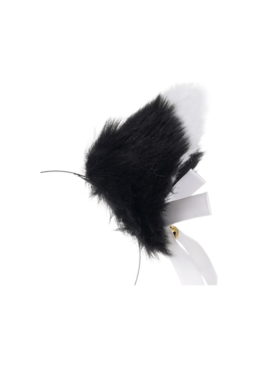 Mufunye Sevimli Tilki Kulaklı Saç Aksesuarı: 2 Farklı Kullanım İmkanı İle Bant Ve Toka Seti, Siyah-beyaz Renk Seçeneği