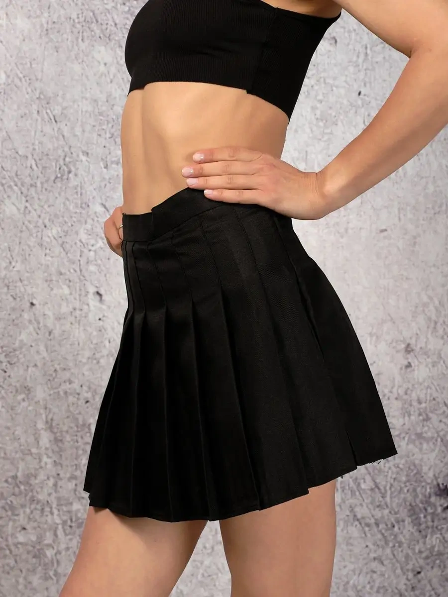 Odezda Vb Pileli Pileli Etek Şort Yazlık 164860388 Siyah Melanj