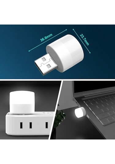 Buffer Usb Mini Top Led 10 Lu Aydınlatma Beyaz Işıklı Gece Lambası, Enerji Tasarruflu Mikro Renkli