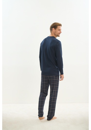 Erkek Uzun Kol Lacivert Pijama Takım C7t3n5o9 001