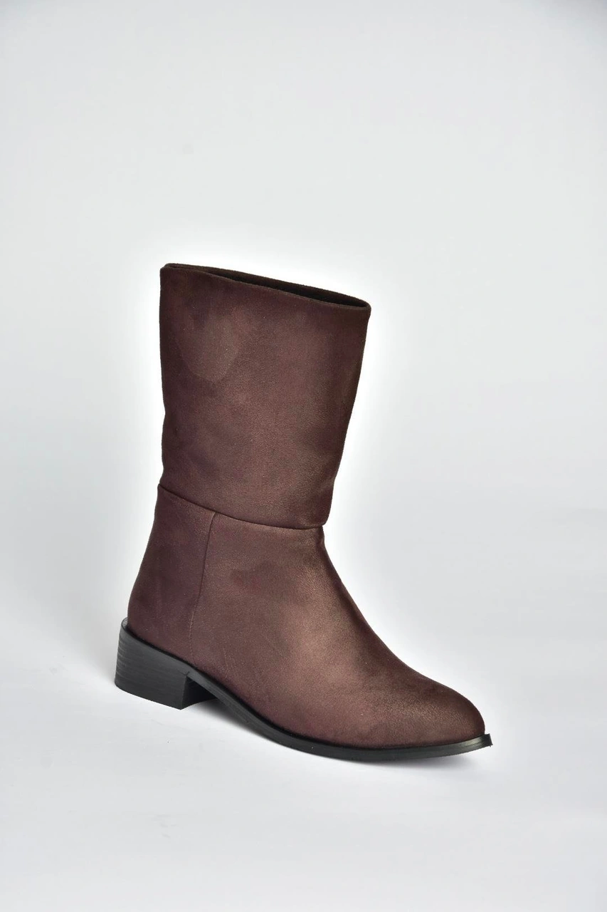 L726597702 Kahverengi Süet Düz Taban Günlük Kadın Bot Kahverengi-süet