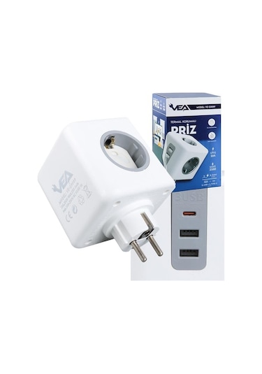 Vea Ve-23089 2x Usb 1x Type-c 3'lü Çocuk Ve Termal Korumalı Grup Priz