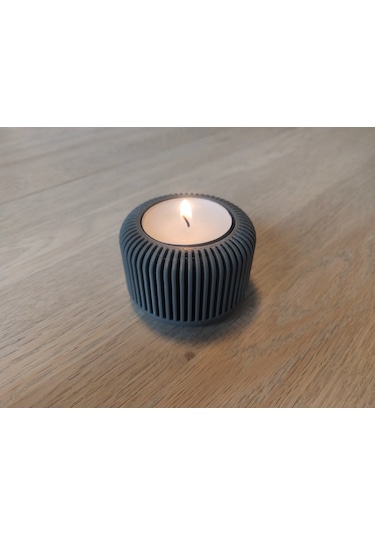 Mini Şamdan Mumluk Decor Mum Dahil Gri Renk Masa Dekor Md ŞEFFAF