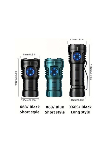 Xuweiwei Alonefire X68s Siyah 8x Led 6500k Xpg Yüksek Güç El Feneri Usb Şarj Taşınabilir Manyetik Kırmızı Uyarı 26650 Pil Açık Hava Yürüyüş Lambası Siyah