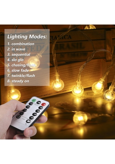 Monyee 7m 50 Led Işık Zinciri 8 Mod 11 Parlaklık Zamanlayıcı Fonksiyonu Ip65 Su Geçirmez 3xaa Pil Dahil Değil Islak Beyaz Ev Ve Dış Mekan Dekoru Beyaz