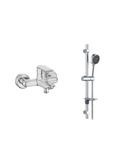 Eca Lia Banyo Bataryası + T-may Kağan Oval Borulu Hareketli Sürgülü Duş Seti Üst Takımı Krom