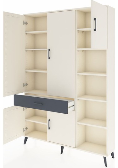 Arges Dolap 10 Raflı Tek Çekmeceli 5 Kapaklı 132x30x195 Aytaşı-aytaşı/antrasit Aytası/antrasıt