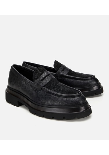 Hotiç Erkek Deri Siyah Kırçıllı Yüksek Tabanlı Klasik Loafer 02ayh312340a100 02ayh312340a100 Siyah
