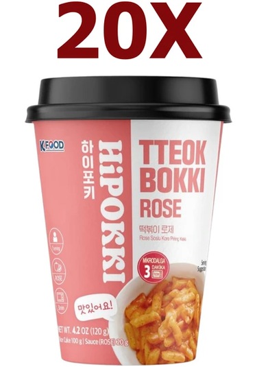 Hipokki Rose Soslu Kore Tteokbokki Pirinç Keki 120gr 20'li Set