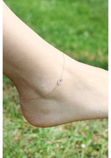 Argentum Concept Zirkon Taşlı 925 Ayar Gümüş Elips Halhal - H001301 Pembe