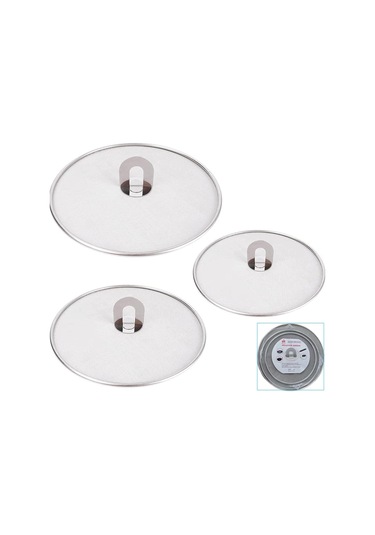 Tava Sıçrama Koruması, Paslanmaz Çelik Sıçrama Koruması, Ocakta Güvenli Kullanım İçin Katlanabilir Düğme, Yapışmaz Kolay Temizlenebilir 3'lü Set 25