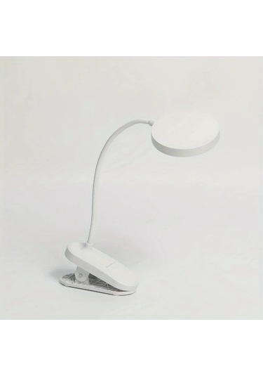 Boatshop1 1pc Usb Şarj Edilebilir Dokunmatik Kontrollü Led Masa Lambası Ayarlanabilir Parlaklık Göz Koruma Okuma Lambası Beyaz Plastik Taban Klipsli Ev Ve Ofis İçin Ahşap