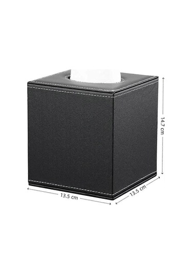 Kare Mendil Kutusu, Deri Kozmetik Mendil Kutusu, Araba, Ofis, Banyo, Yatak Odası İçin Mendil Kutusu Siyah