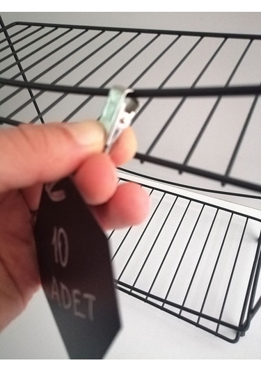 10 Adet Silinebilir Mandallı Siyah Etiket Kıskaçlı Karatahta Seti