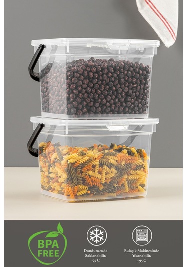2 Parça Deterjan , Un Ve Bakliyat Saklama Kabı-erzak Saklama Kutusu Şeffaf 2 X 4 Lt Şeffaf