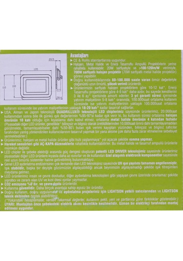 Lfl-704 Lightson 20 Watt Slim Projektör
