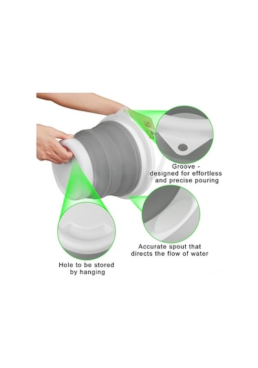 Flybuy Ve Temizlik Temizleyici Taşınabilir Silikon Kovası Katlanabilir Gri Buz Banyo 5l - My Gri