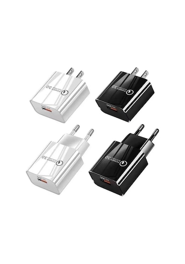 Geeksen Siyah 5v3a 18w Qc3.0 Hızlı Şarj Cihazı, Akıllı Telefon Ve Güzellik Aleti İçin Avrupa Standartlı Adaptör